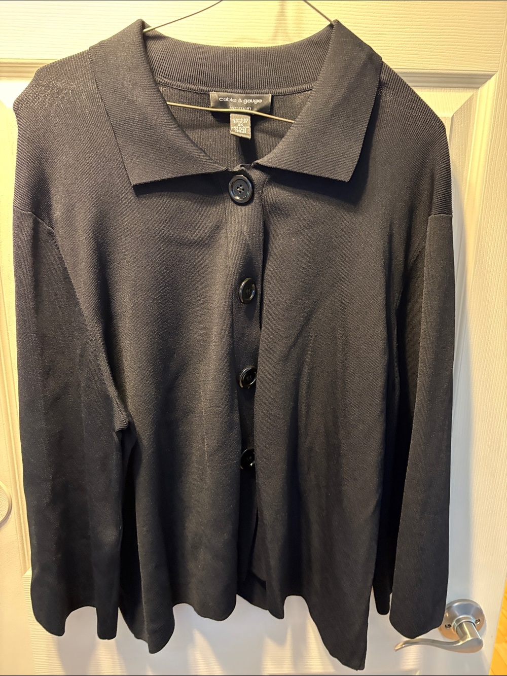 Cable and gauge Black Button Front Knit Cardigan